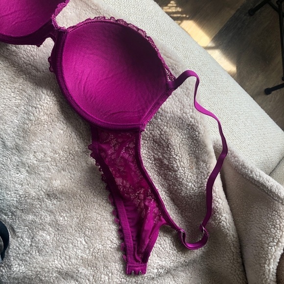 Aerie Limited Edition Reese Bra Magenta Pink Push Up Lace Sequins Size 34B - Picture 6 of 12